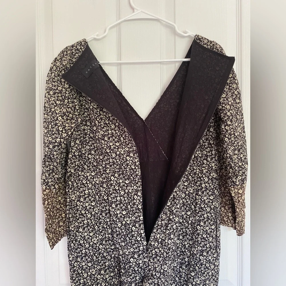 HATCH Maternity Sabrina Jumpsuit Cotton Black Blossom Ditsy Floral LS Size 0/XS